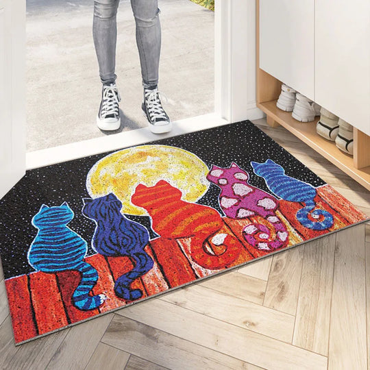 Cute Cats Door Mat For Kids Rugs TPR Anti-Slip Doormat Cartoon Animals Carpet For Child Play Area Rugs Kitchen Bath Mat