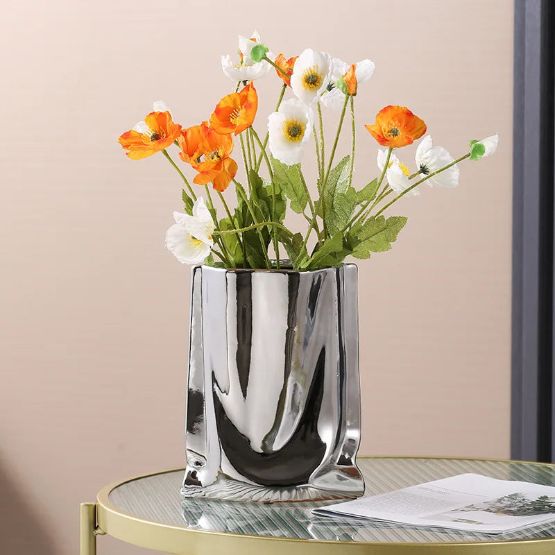 Mina Silver Ruffled Flower Vase