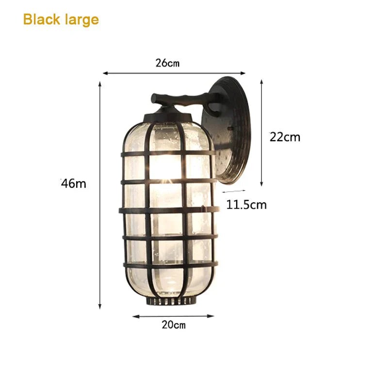 Waterproof Outdoor Wall Lighting E27 Bulb Retro Vintage Black Glass for Garden Porch Sconce Wall Lights 96 220V Sconce Luminaire