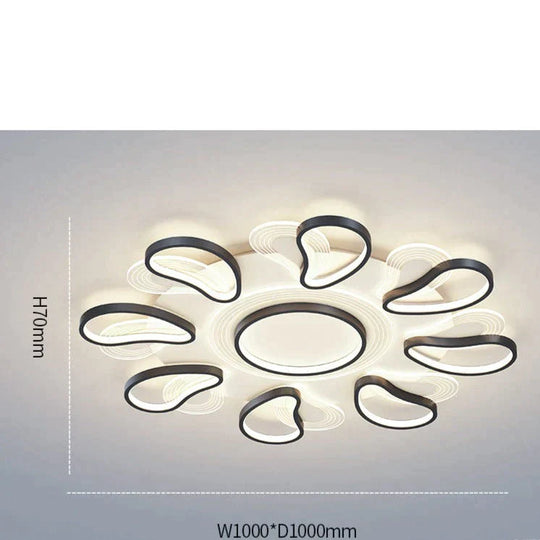 Acrylic Living Room Ceiling Lamp Led Petal Shaped Bedroom Modern Simple Household Restaurant Black /