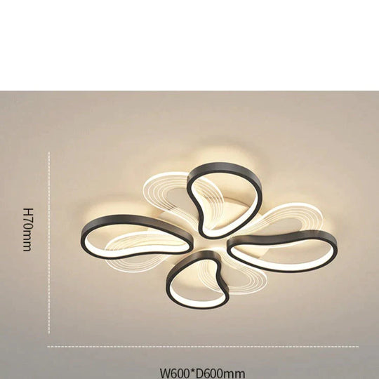 Acrylic Living Room Ceiling Lamp Led Petal Shaped Bedroom Modern Simple Household Restaurant Black /