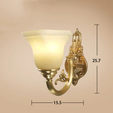 All Copper American Ceramic Antique Wall Lamp Double Head Luxury Atmosphere European Style Living