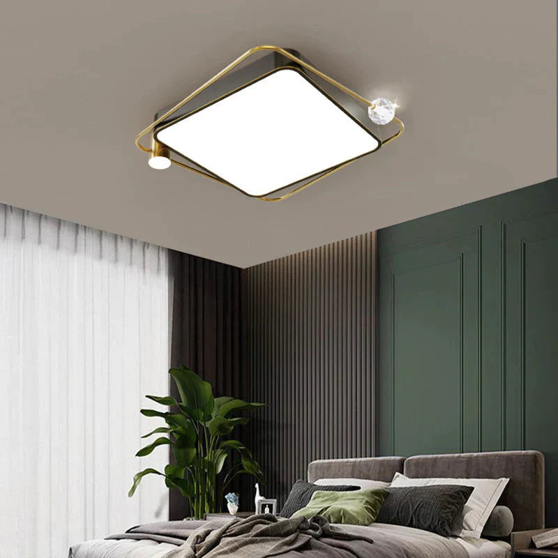 All Copper Ceiling Lamp Light Luxury Crystal Simple Nordic Master Bedroom Household Round Square Book Room Lamp