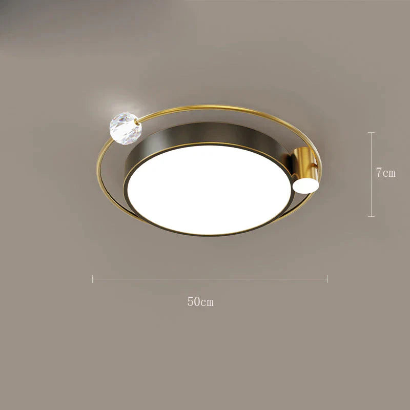 All Copper Ceiling Lamp Light Luxury Crystal Simple Nordic Master Bedroom Household Round Square Book Room Lamp