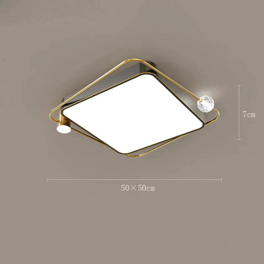 All Copper Ceiling Lamp Light Luxury Crystal Simple Nordic Master Bedroom Household Round Square Book Room Lamp