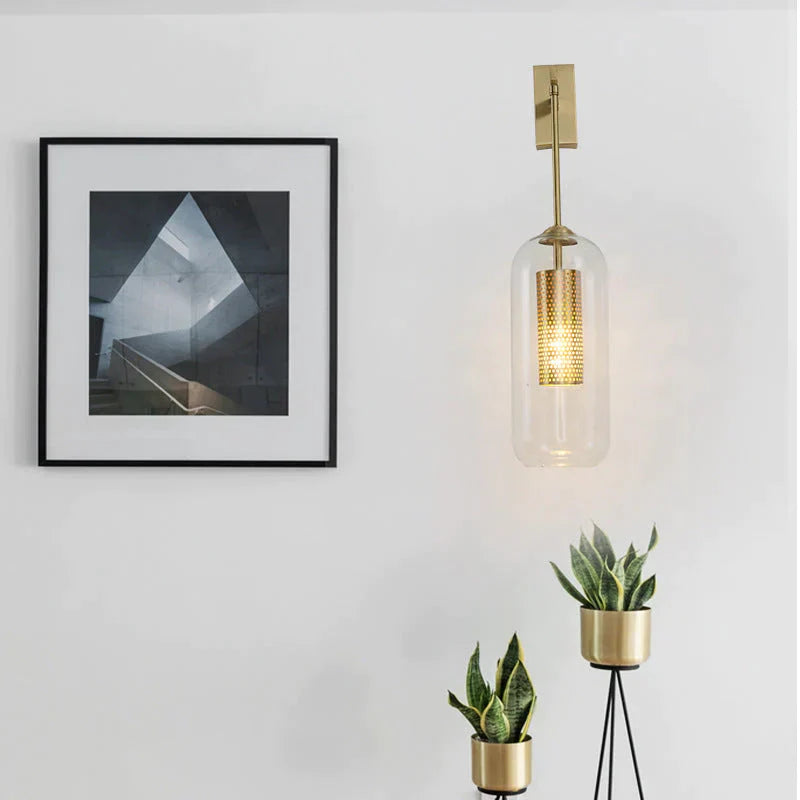 All Copper Wall Lamp Post Modern Simple Nordic Bedroom Wall Lamp Bedside Light Luxury Creative Living Room TV Wall Lamp