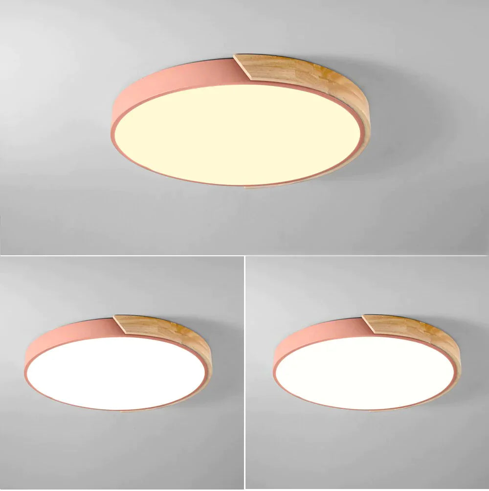 Allison - Nordic Wood led Ceiling Lights Modern Colorful Bedroom Ceiling Lamps Round thin plafondlamp Lighting lamparas de techo 30cm 40cm