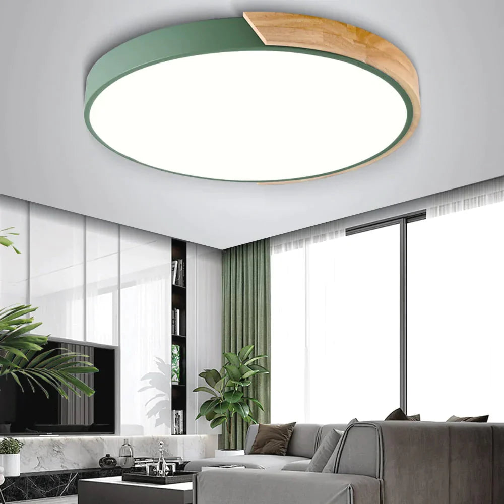 Allison - Nordic Wood led Ceiling Lights Modern Colorful Bedroom Ceiling Lamps Round thin plafondlamp Lighting lamparas de techo 30cm 40cm