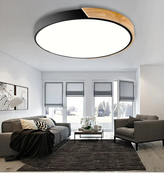 Allison - Nordic Wood led Ceiling Lights Modern Colorful Bedroom Ceiling Lamps Round thin plafondlamp Lighting lamparas de techo 30cm 40cm