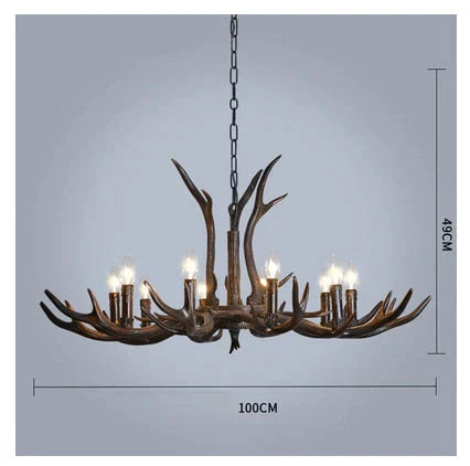 American Country Retro Style Antler 2 Tier Chandelier Lamp