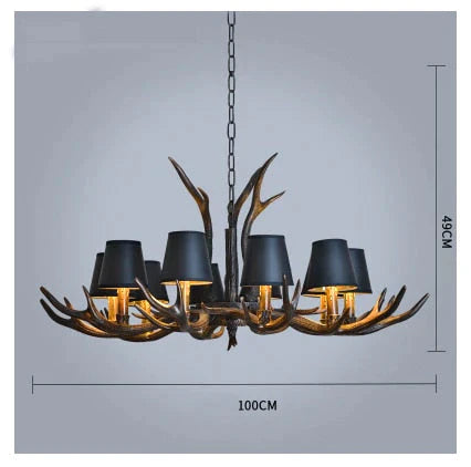 American Country Retro Style Antler 2 Tier Chandelier Lamp