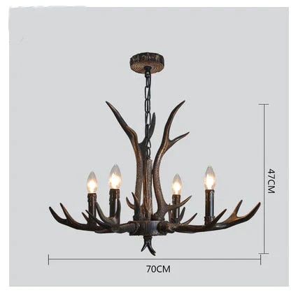 American Country Retro Style Antler 2 Tier Chandelier Lamp