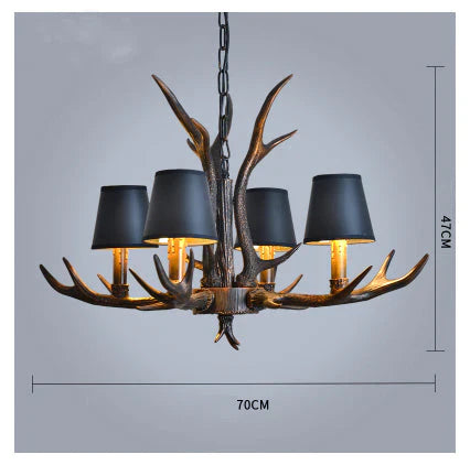 American Country Retro Style Antler 2 Tier Chandelier Lamp