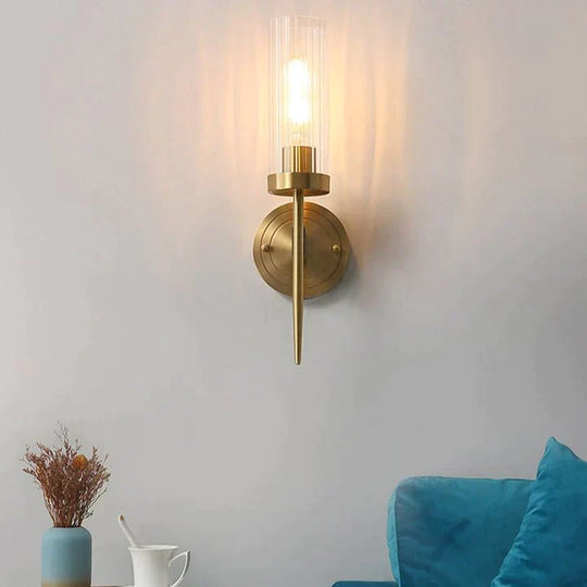 American Modern Minimalist Light Luxury Bedroom Lamps All Copper Wall