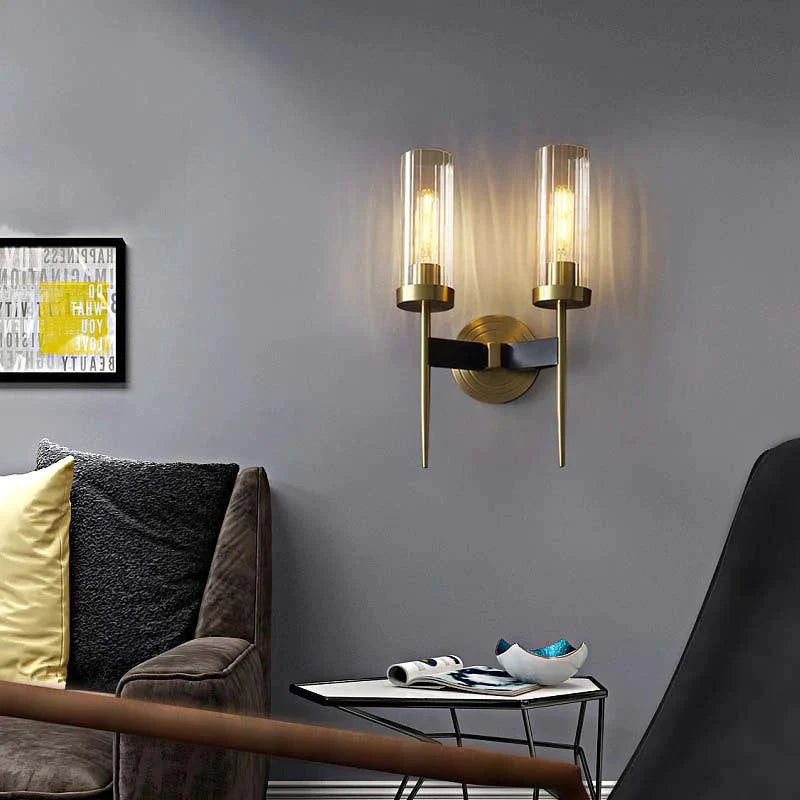 American Modern Minimalist Light Luxury Bedroom Lamps All Copper Wall Lamps