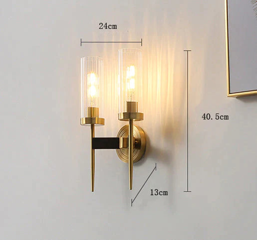 American Modern Minimalist Light Luxury Bedroom Lamps All Copper Wall