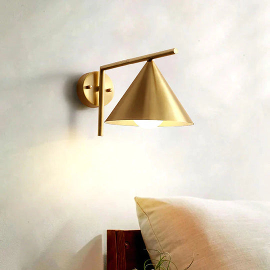 American Style All Copper Wall Lamp Postmodern Bedroom Bedside Stair Simple Corridor Living Room Golden Revolving Horn Wall Lamp