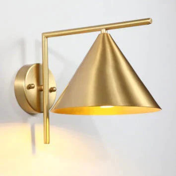 American Style All Copper Wall Lamp Postmodern Bedroom Bedside Stair Simple Corridor Living Room Golden Revolving Horn Wall Lamp