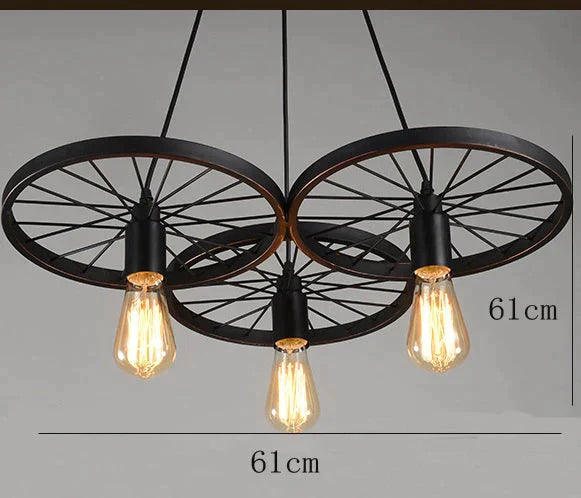 Antique Wheel Chandelier Creative Personality Retro Restaurant Bar Wrought Iron Chandelier