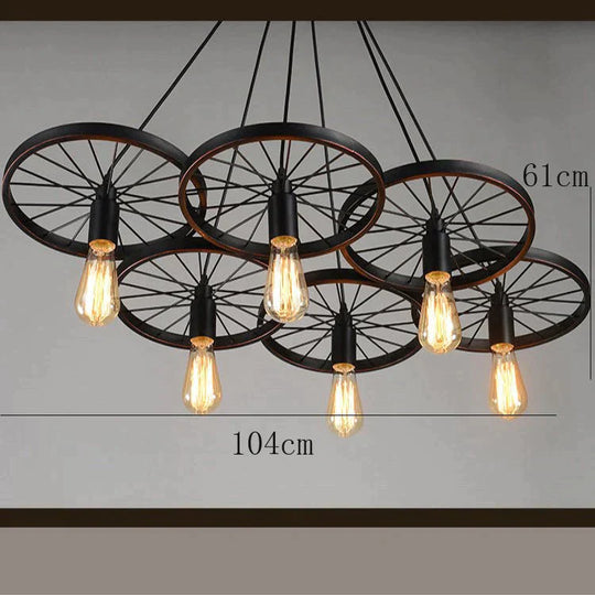 Antique Wheel Chandelier Creative Personality Retro Restaurant Bar Wrought Iron Chandelier