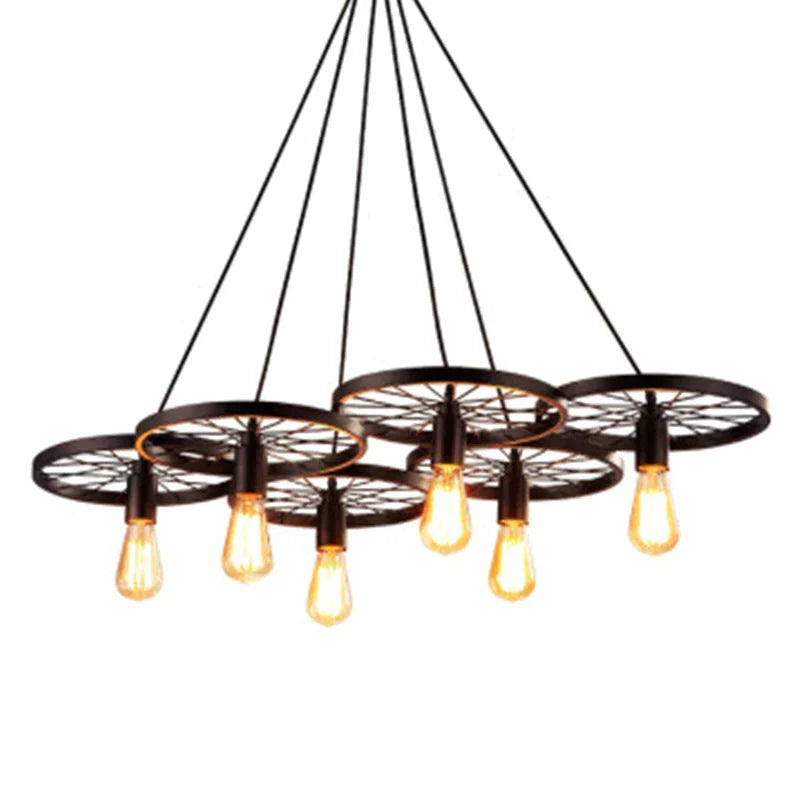 Antique Wheel Chandelier Creative Personality Retro Restaurant Bar Wrought Iron Chandelier