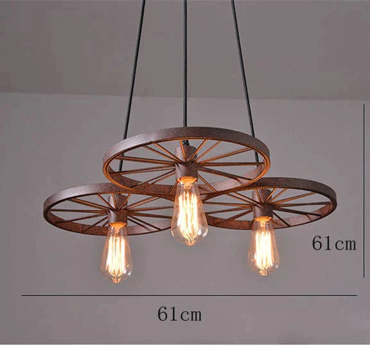 Antique Wheel Chandelier Creative Personality Retro Restaurant Bar Wrought Iron Chandelier