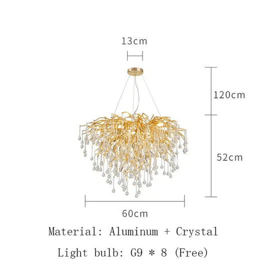 Anya - Led Crystal Chandeliers Round-60Cm / Gold Body Warm White Chandelier