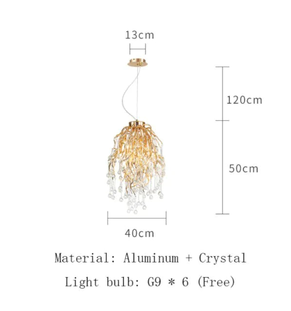 Anya - Led Crystal Chandeliers Round Shape-40Cm / Gold Body Warm White Chandelier