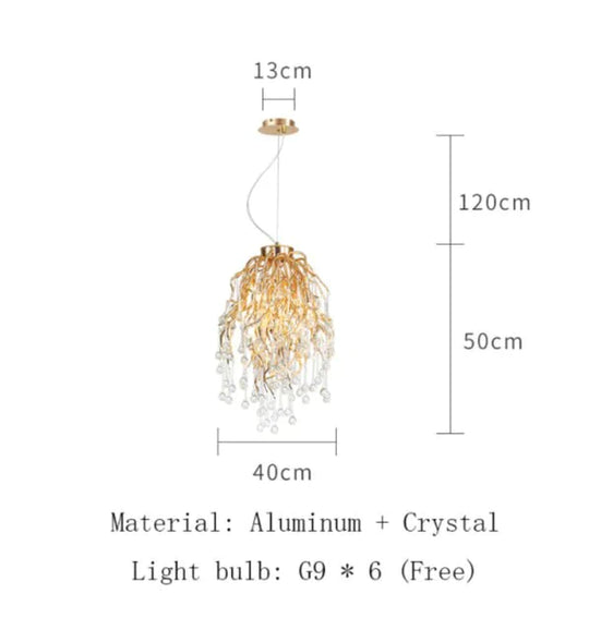 Anya - Led Crystal Chandeliers Round Shape-40Cm / Gold Body Warm White Chandelier