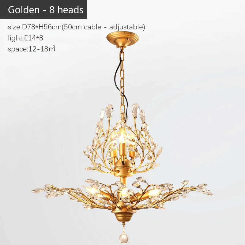 Arlyn - Nordic Vintage Candle Tree of Life  Crystal Chandelier