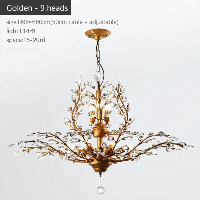 Arlyn - Nordic Vintage Candle Tree of Life  Crystal Chandelier