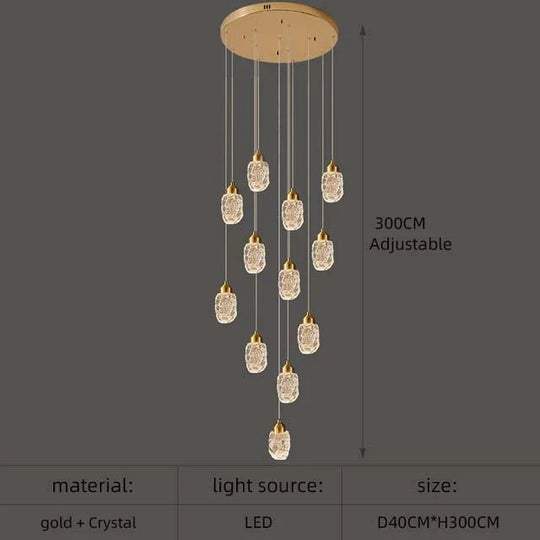 Astrea - Modern Led Crystal Chandelier 12 Lights / Cool Light