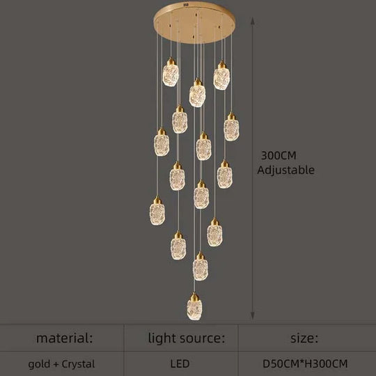 Astrea - Modern Led Crystal Chandelier 15 Lights / Cool Light