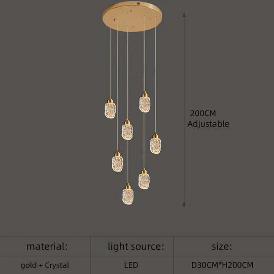 Astrea - Modern Led Crystal Chandelier 7 Lights / Cool Light