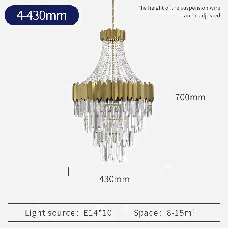 Avah - Gold Large Crystal Chandelier