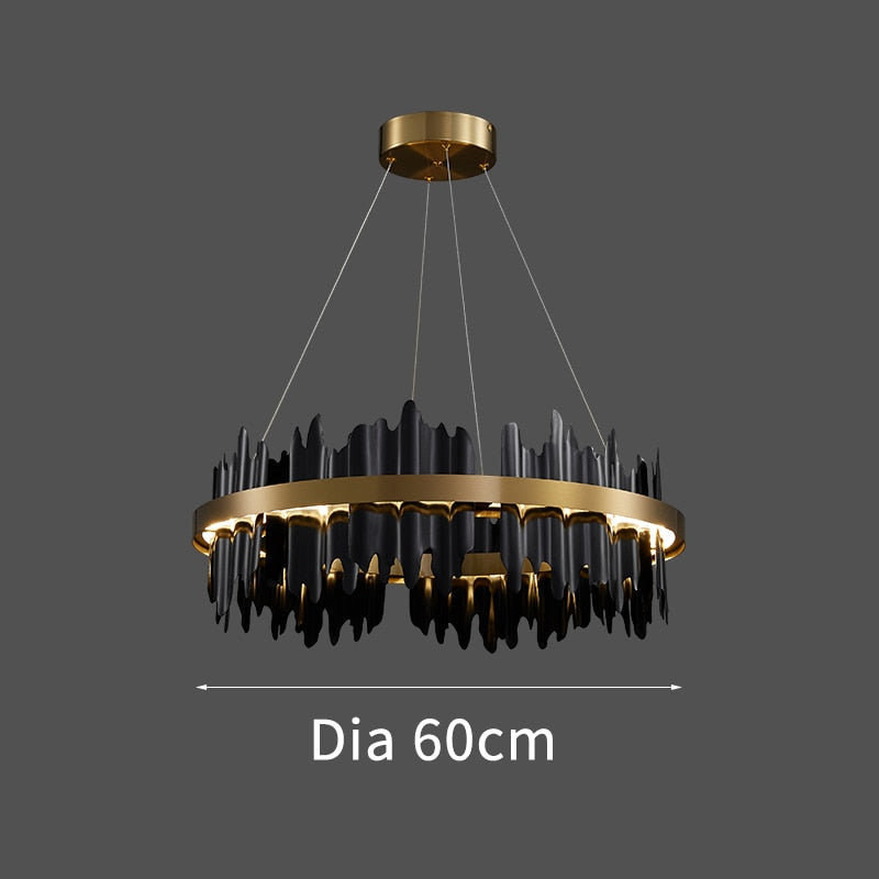 Noir Brilliance - Contemporary Black LED Chandelier