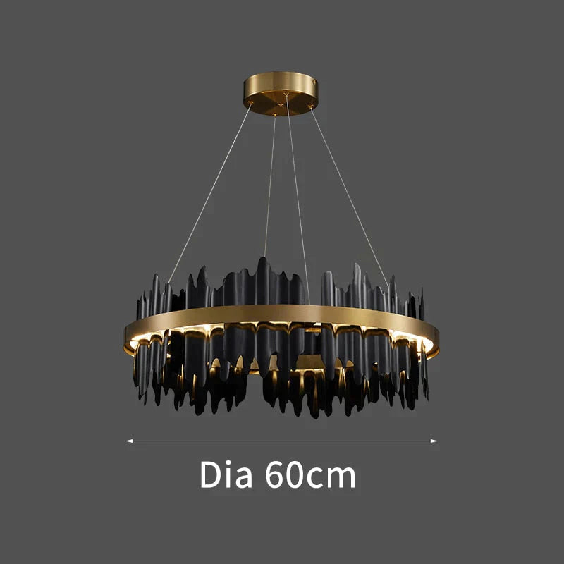 Azalea - Modern Creative Black Round Led Chandelier Light