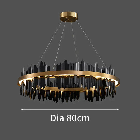 Azalea - Modern Creative Black Round Led Chandelier Diameter 80Cm Light