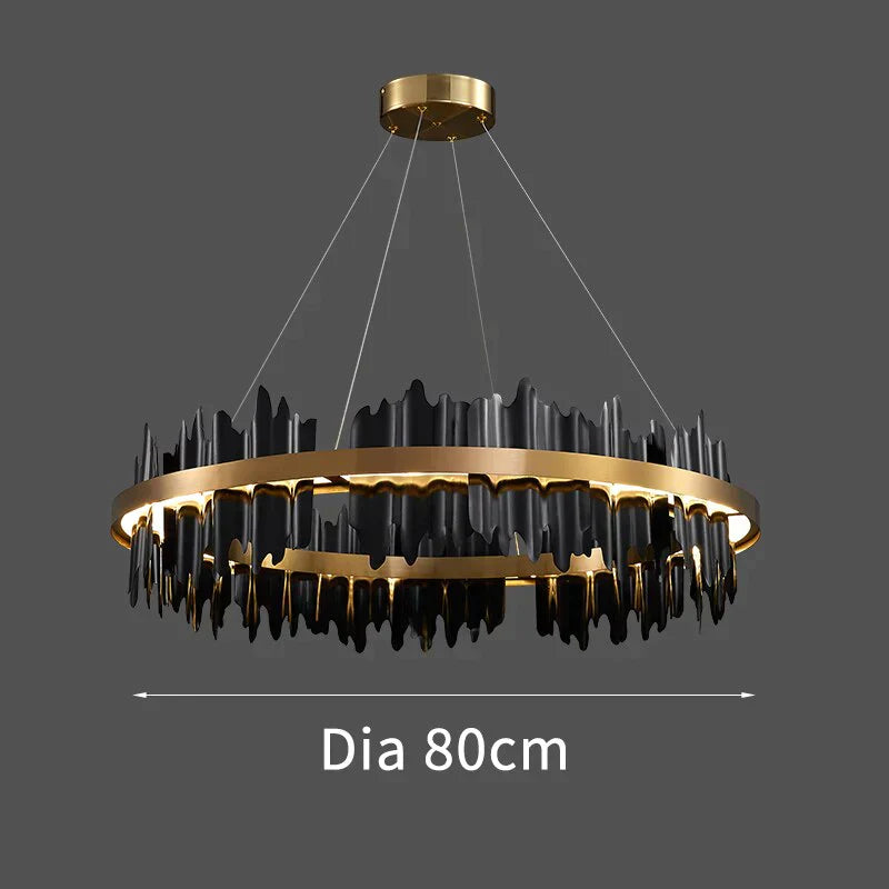 Azalea - Modern Creative Black Round Led Chandelier Light