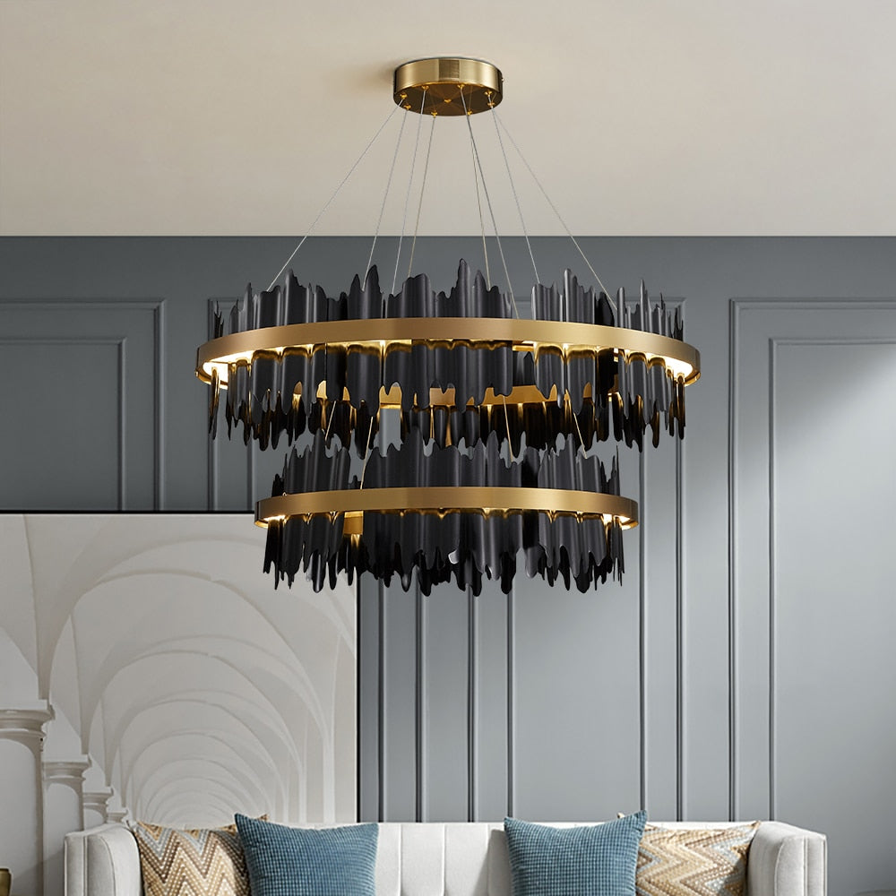 Noir Brilliance - Contemporary Black LED Chandelier