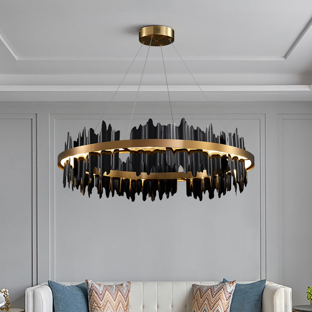 Noir Brilliance - Contemporary Black LED Chandelier