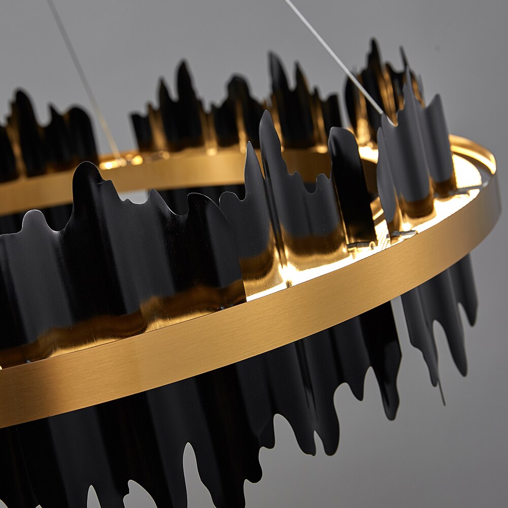 Noir Brilliance - Contemporary Black LED Chandelier