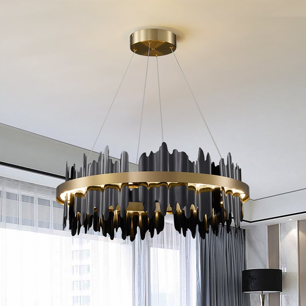 Noir Brilliance - Contemporary Black LED Chandelier