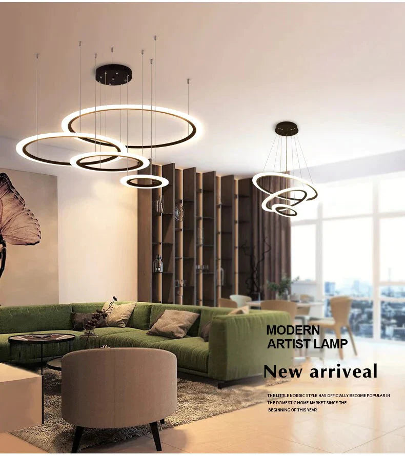 Black Circle Modern Led Pendant Light Surface Mounted Hanging Light Led Pendant Lamp Dining Room Living Room Luminaire