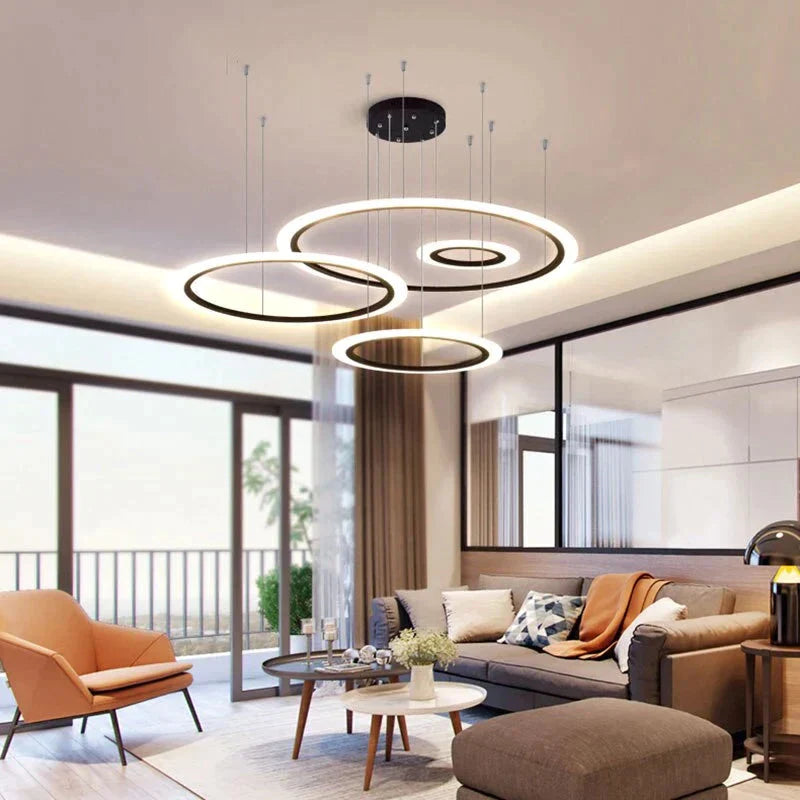 Black Circle Modern Led Pendant Light Surface Mounted Hanging Light Led Pendant Lamp Dining Room Living Room Luminaire