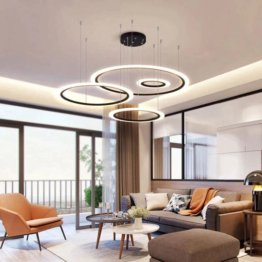 Black Circle Modern Led Pendant Light Surface Mounted Hanging Light Led Pendant Lamp Dining Room Living Room Luminaire