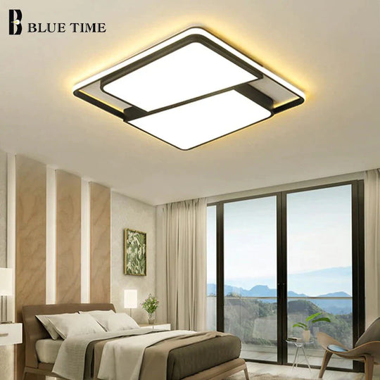 Black Frame Modern Led Ceiling Light For Living room Bedroom Dining Room Chandelier Ceiling Lamp Luminaires Home Light