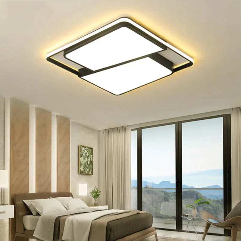 Black Frame Modern Led Ceiling Light For Living room Bedroom Dining Room Chandelier Ceiling Lamp Luminaires Home Light