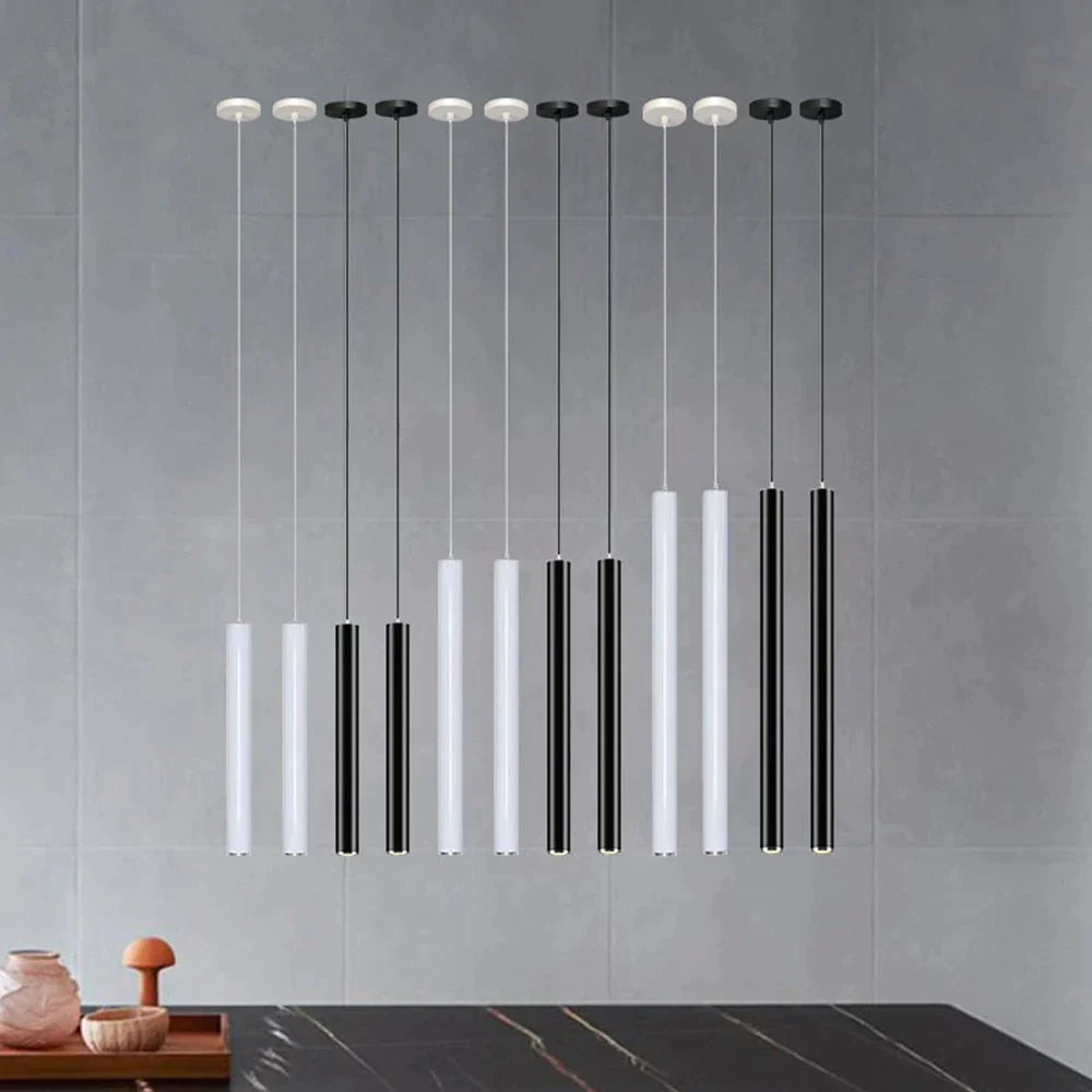 Black industrial Pendant Lights long tube Hanging Lamp for Living Room Home Light Fixtures Decor Luminaire kitchen lights