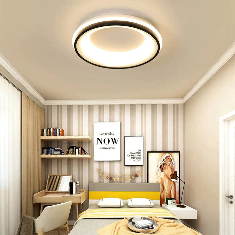 Black+White Finished Modern Led Ceiling Lights For Bedroom Study Room Living Room Square/Round Ceiling Lamp Fixtures